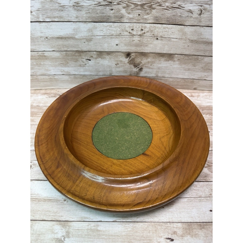 Vintage Maple Round Church Offering Collection Plate 12" Diameter Felt